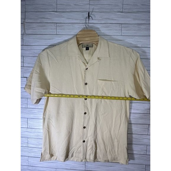 Tommy Bahama Solid Yellow 100% Silk Short Sleeve Button-Front Hawaiian Shirt Med - Picture 6 of 8